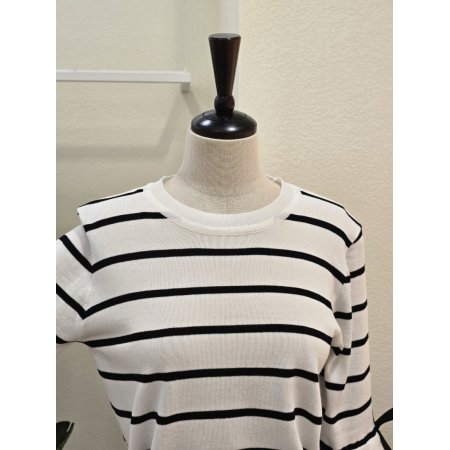 리본 포인트 스트라이프 니트