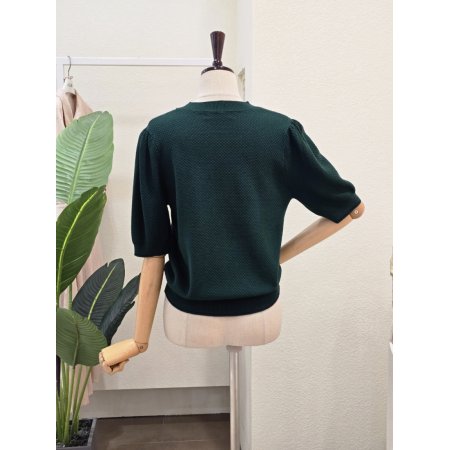 레터링 퍼프 라운드 니트