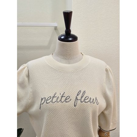 레터링 퍼프 라운드 니트