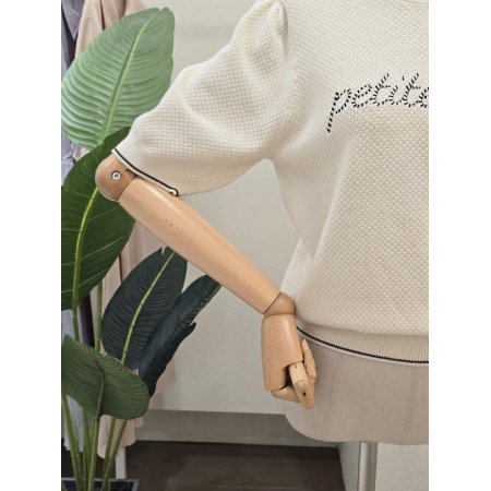 레터링 퍼프 라운드 니트