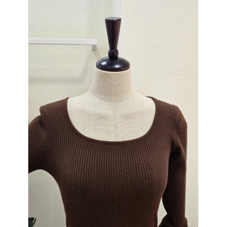 골지 슬림 U넥 니트