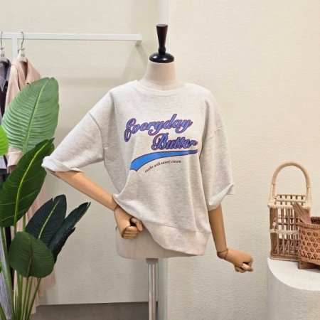 레터링 7부 맨투맨 티셔츠