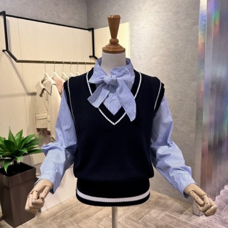 베스트 레이어드 리본 셔츠