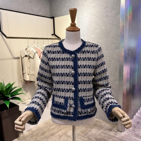 트위드 라인 배색 자켓