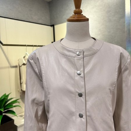 크롭 페이크 레더 자켓