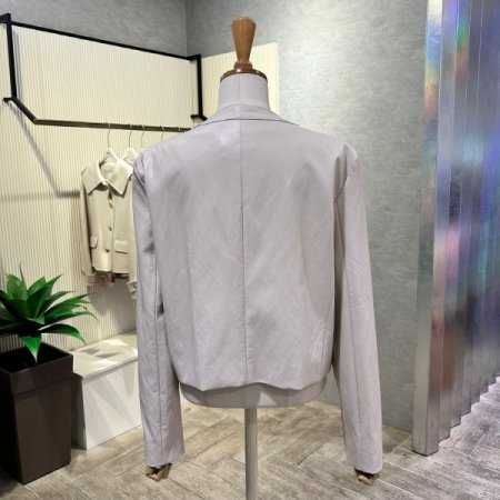 크롭 페이크 레더 자켓