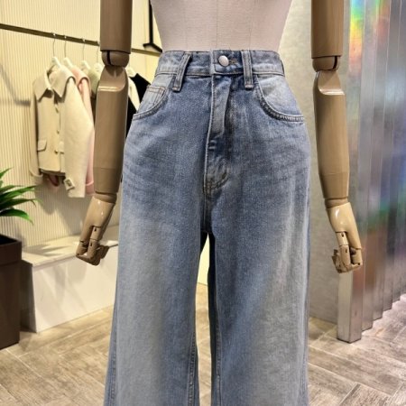 워싱 와이드 데님 팬츠