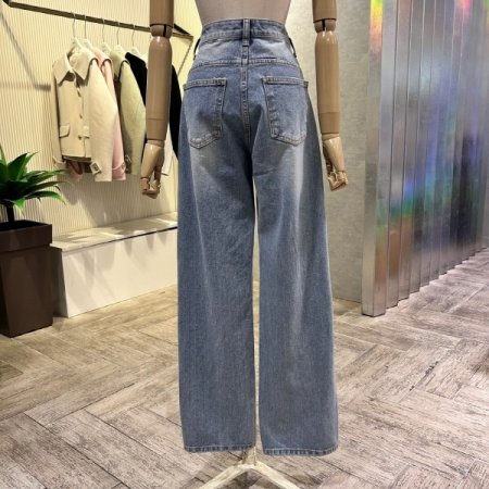 워싱 와이드 데님 팬츠