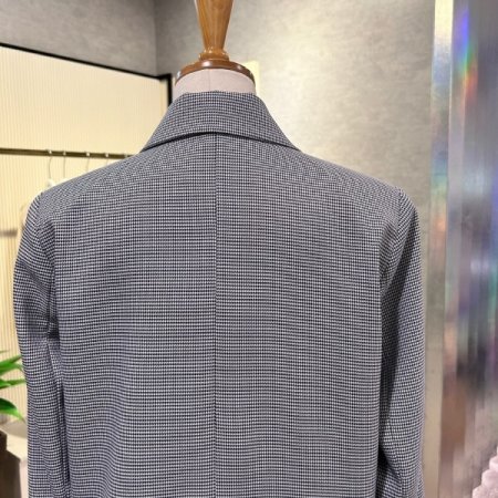 블루종 체크 롤업 소매 자켓