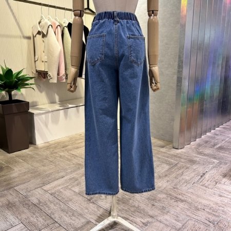 백 밴딩 원턱 데님 팬츠