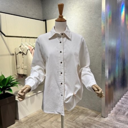 잔골덴 단추 카라 언발 셔츠