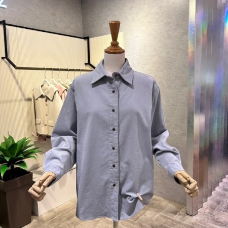 잔골덴 단추 카라 언발 셔츠