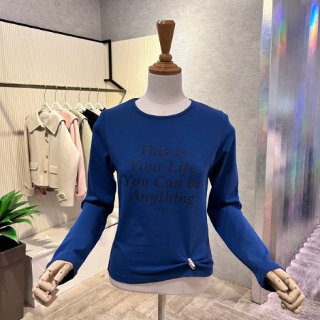 레터링 라운드 스판 티셔츠