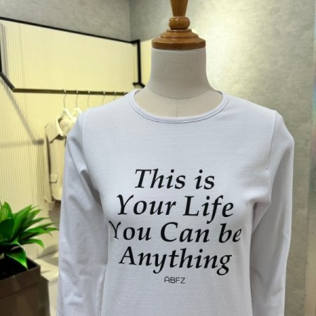 레터링 라운드 스판 티셔츠