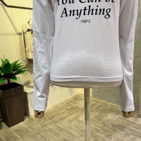 레터링 라운드 스판 티셔츠