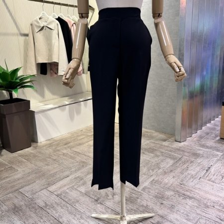 백 밴딩 언발 일자 팬츠