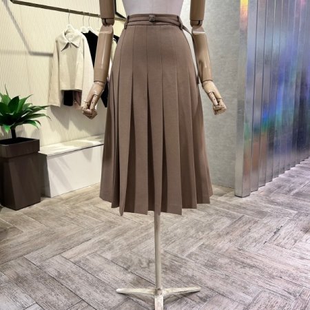 플리츠 벨트 롱 스커트