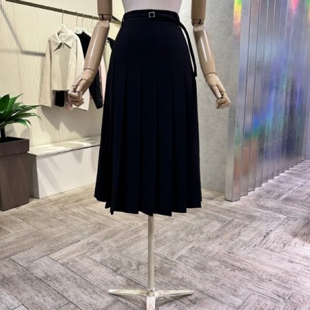플리츠 벨트 롱 스커트