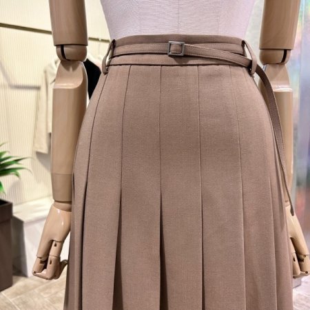 플리츠 벨트 롱 스커트