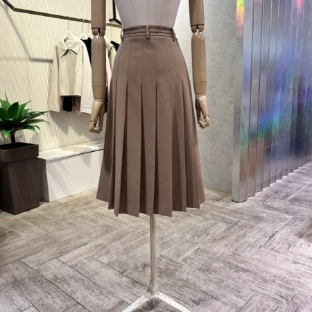 플리츠 벨트 롱 스커트
