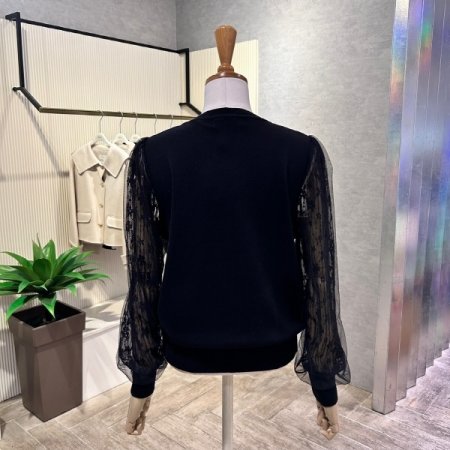 레이스 시스루 소매 니트