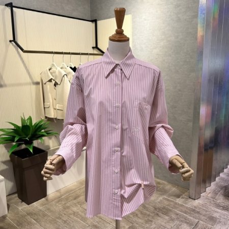 박시 언발 스트라이프 셔츠