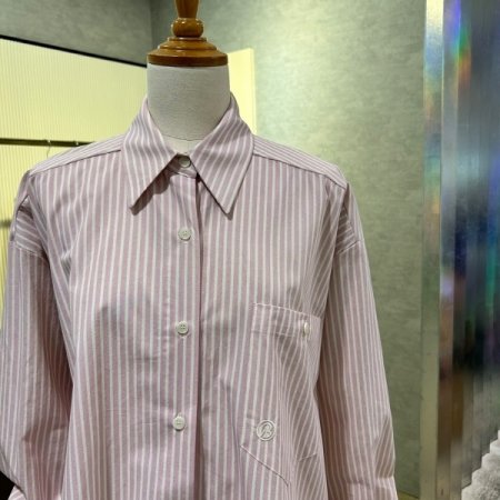 박시 언발 스트라이프 셔츠