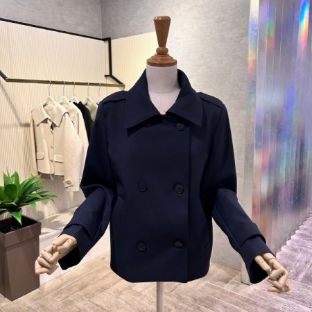 더블 단추 숏 트렌치 코트