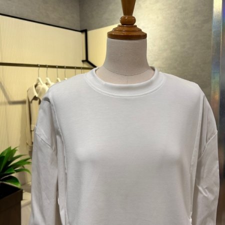 사이드 스트링 배색 언발 티셔츠