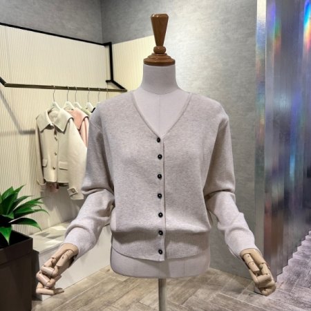 단추 V넥 숏 가디건