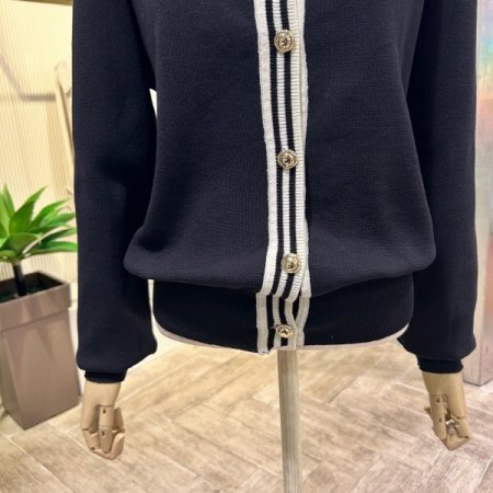 세일러 카라 라인 배색 가디건