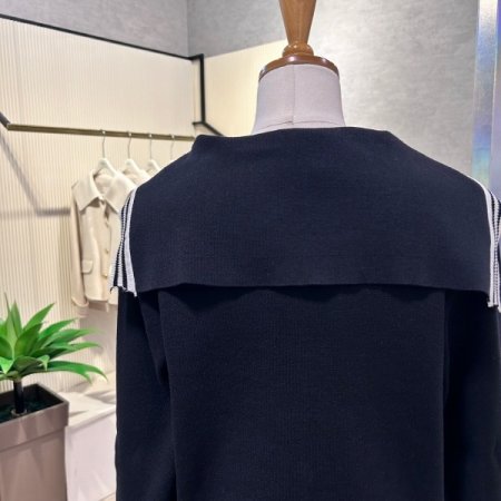 세일러 카라 라인 배색 가디건