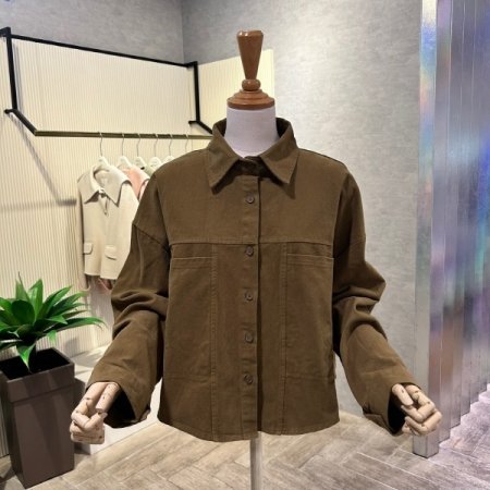 단추 카라 포켓 면 자켓