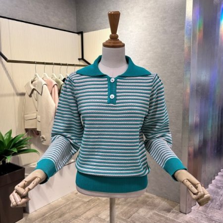 배색 투톤 카라 니트