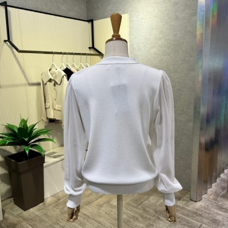 카라 시스루 소매 니트