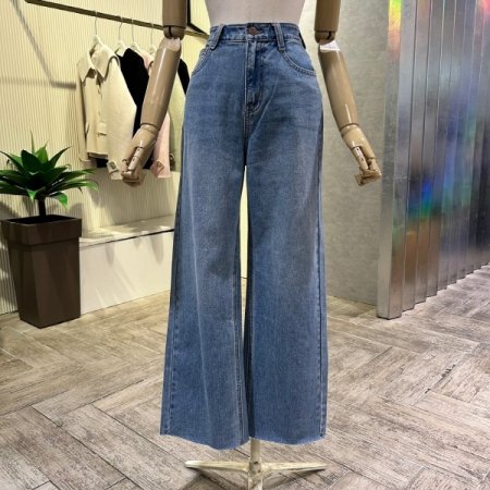 통 일자 해지 데님 팬츠