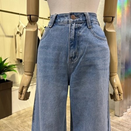 통 일자 해지 데님 팬츠