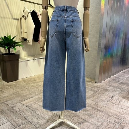 통 일자 해지 데님 팬츠