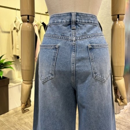 통 일자 해지 데님 팬츠