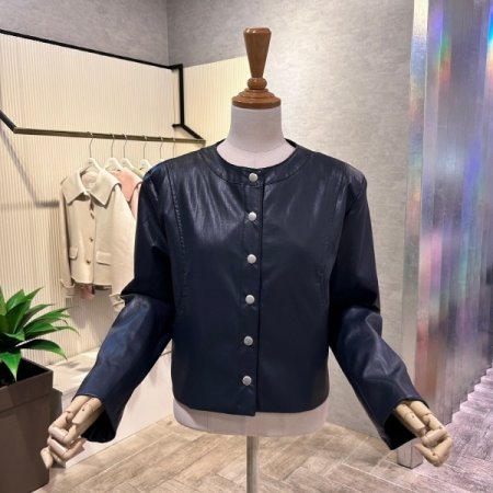 페이크 레더 크롭 자켓