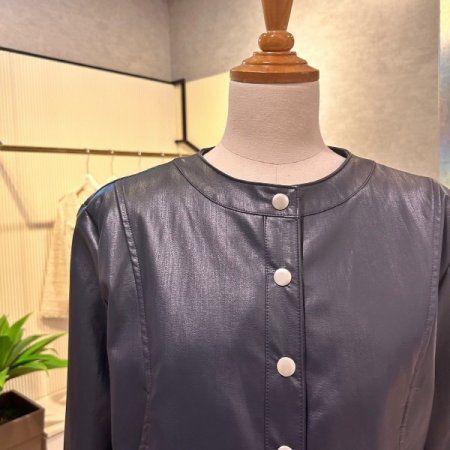 페이크 레더 크롭 자켓