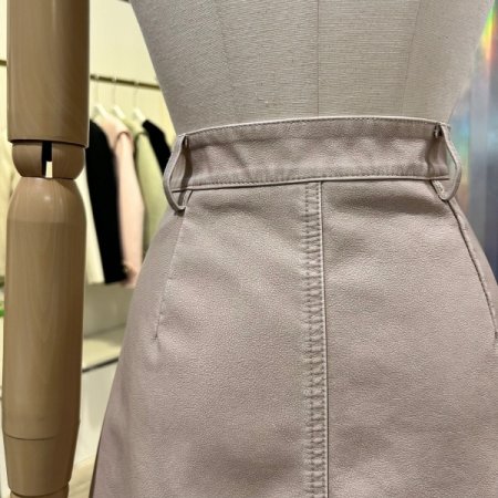 레더 A라인 미니 스커트