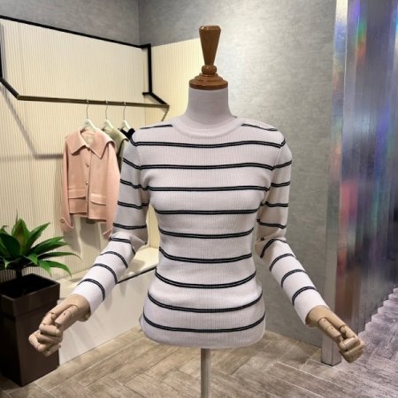 스트라이프 슬림 니트