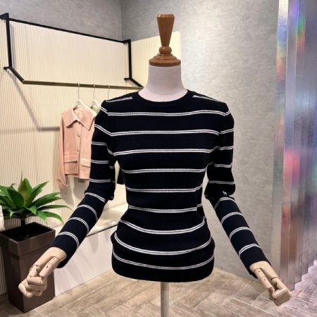 스트라이프 슬림 니트