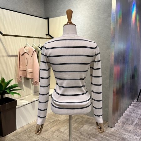 스트라이프 슬림 니트