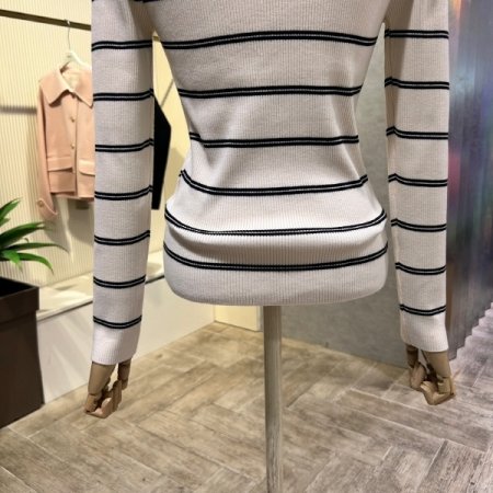 스트라이프 슬림 니트