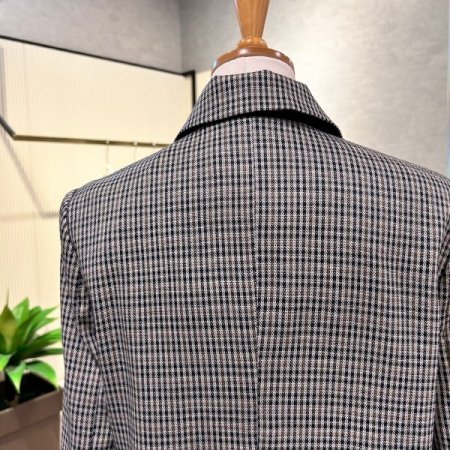 체크 더블 단추 크롭 자켓
