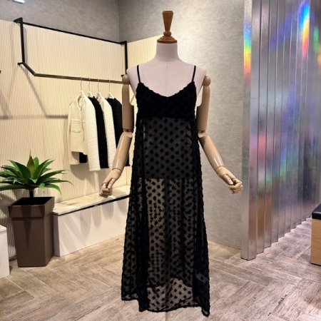 뷔스띠에 엠보싱 시스루 롱 원피스