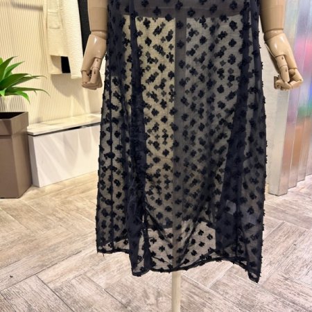 뷔스띠에 엠보싱 시스루 롱 원피스