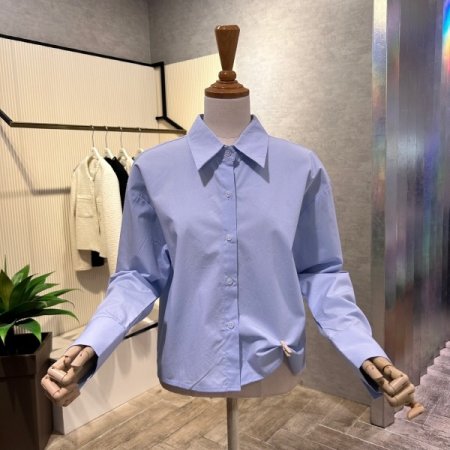 언발 크롭 카라 셔츠